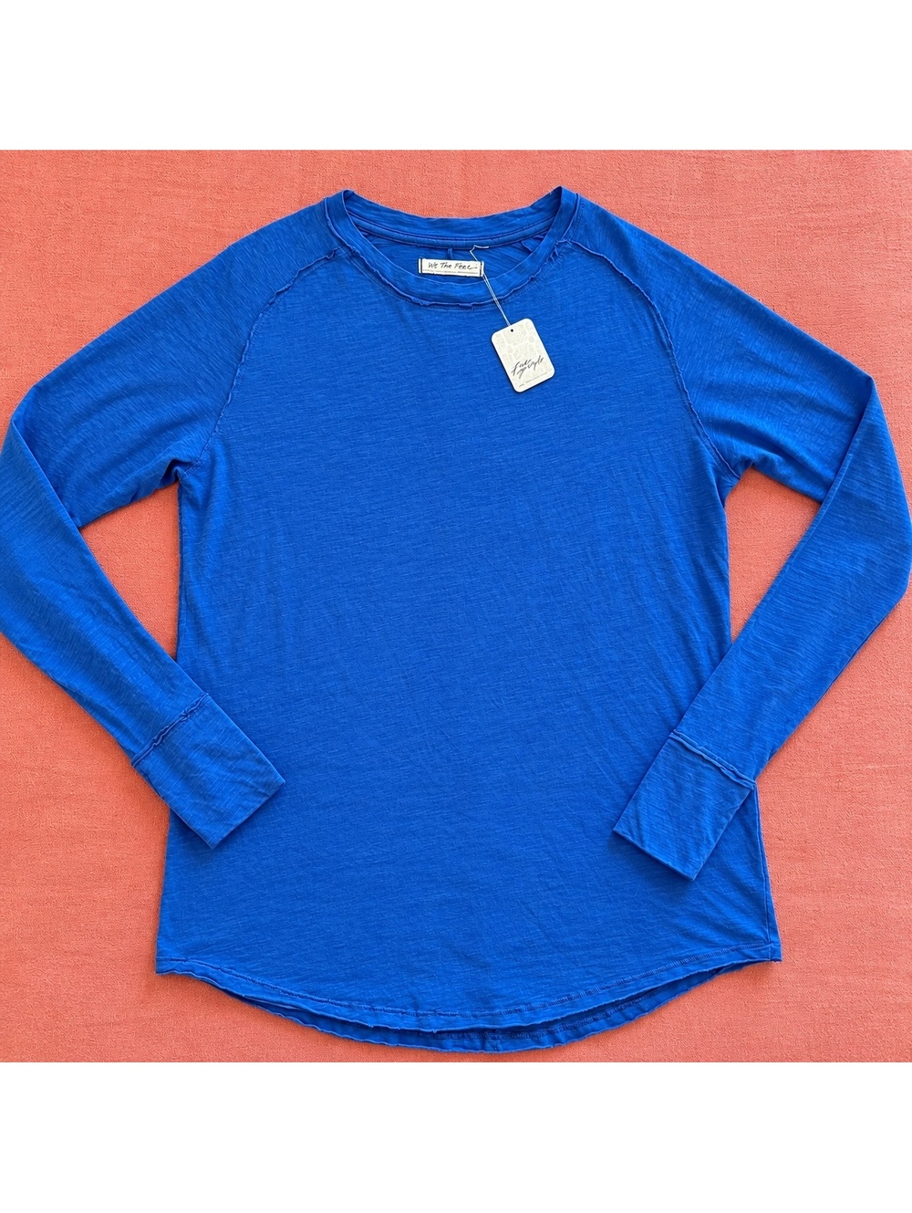 We The Free Blue Long Sleeve Crew Neck Shirt Size Small